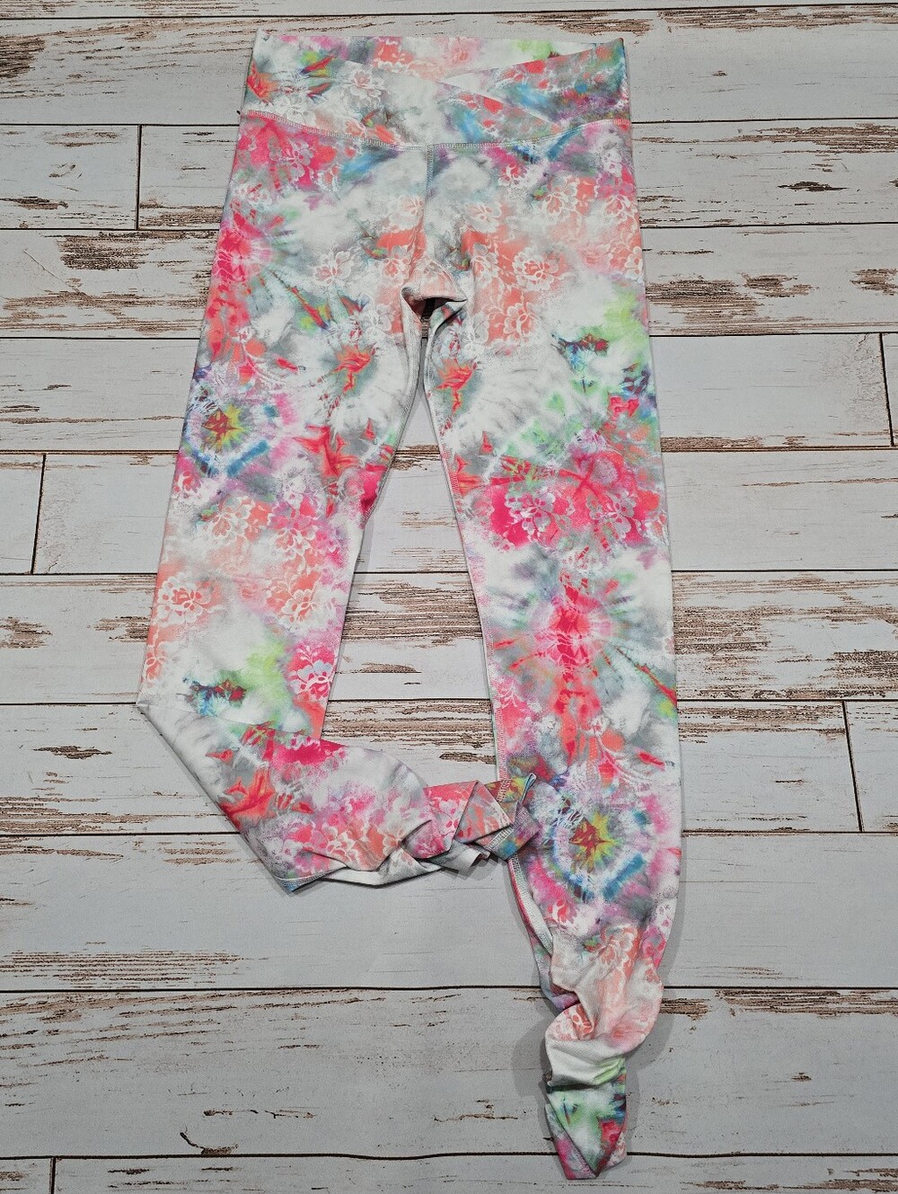 Mika Leggings Gabriela tie dye floral white ruched calf womens L/XL